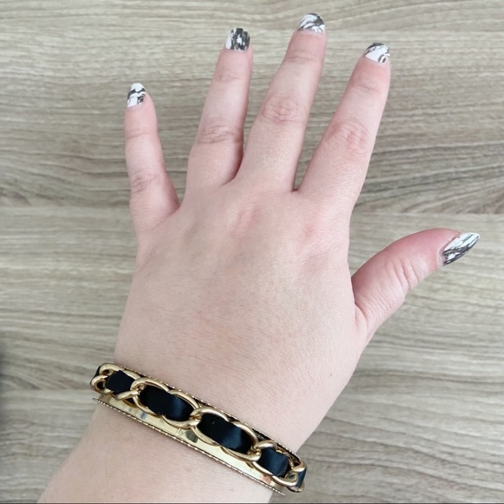 Black Woven Bangle Bracelet